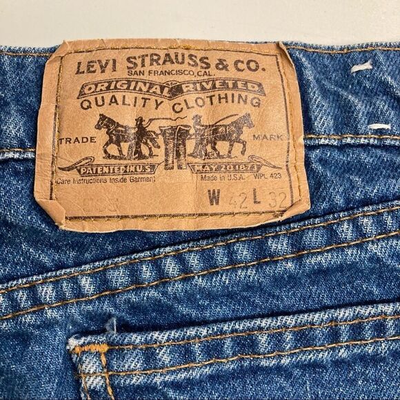 VINTAGE LEVI’S,Men’s Orange Tag, 42/32, hand measures 38X27.5, Blue, Rise 13”, - Picture 12 of 14
